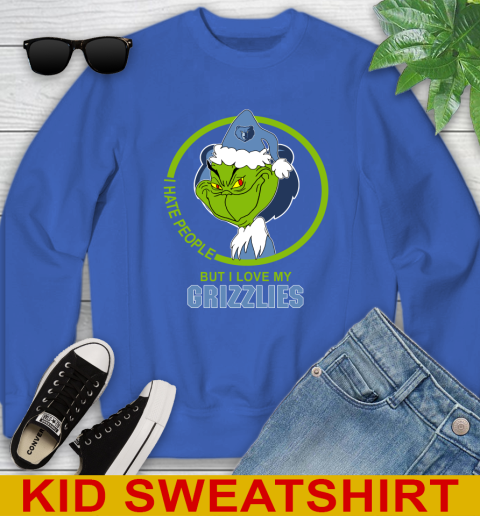 Memphis Grizzlies NBA Christmas Grinch I Hate People But I Love My Favorite Basketball Team Youth Sweatshirt 7