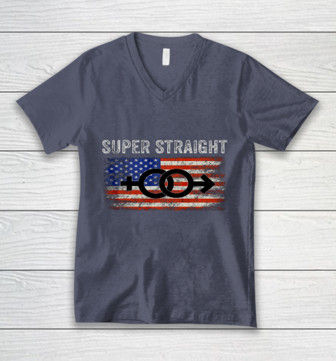 Vintage Us Flag Gender Identity Super Straight Identity V-Neck T-Shirt 7