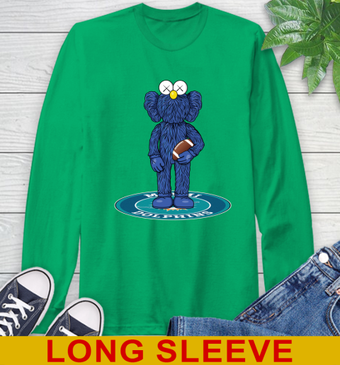 NFL Football Miami Dolphins Kaws Bff Blue Figure Shirt Long Sleeve T-Shirt 7