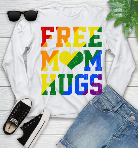 Nurse Shirt Vintage Free Mom Hugs Rainbow Heart LGBT Pride Month 2020 T Shirt Youth Long Sleeve