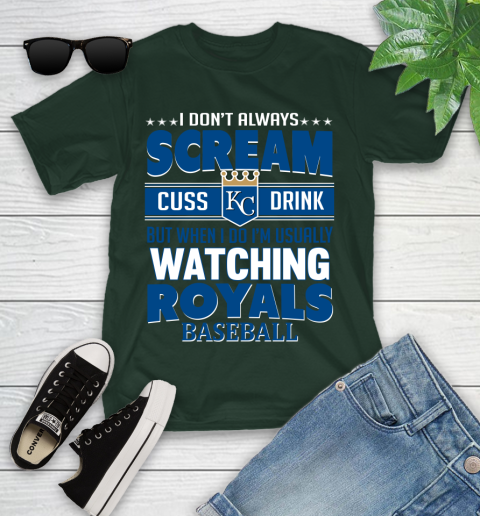 Kansas City Royals MLB I Scream Cuss Drink When I'm Watching My Team Youth T-Shirt 5
