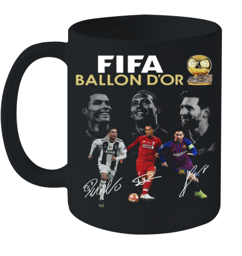 Cristiano Ronaldo Lionel Messi Virgil Van Dijk Fifa Ballon D'Or 2019 Signature Ceramic Mug 11oz