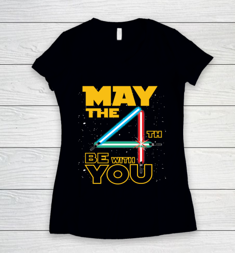 The 4th of May Be With You Galaxy Lightsaber Star Wars Women's V-Neck T-Shirt
