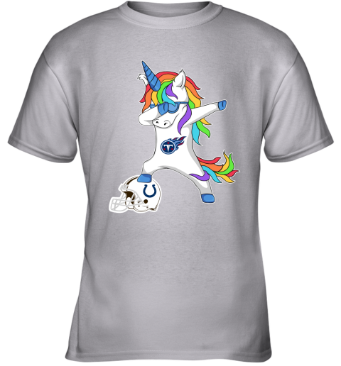 Football Dabbing Unicorn Steps On Helmet Tennessee Titans Youth T-Shirt