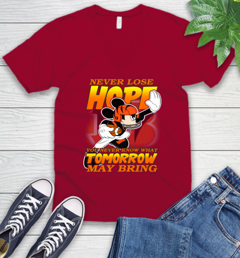 Cincinnati Bengals NFL Football Mickey Disney Never Lose Hope V-Neck T-Shirt 7