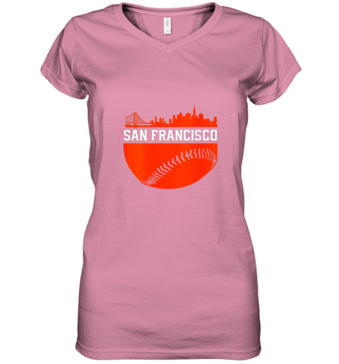 tpsx womens san francisco baseball vintage sf the city skyline gift women v neck t shirt 39 front azalea