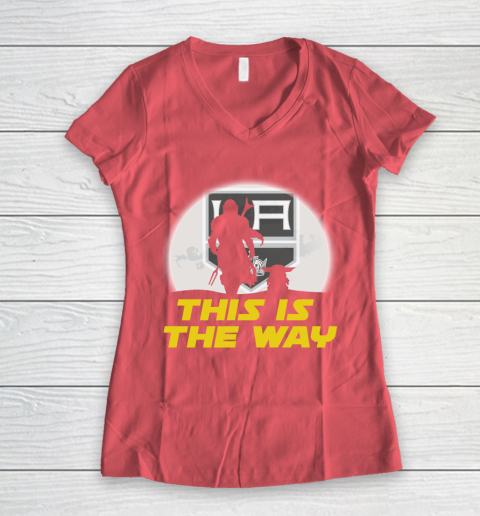 Los Angeles Kings NHL Ice Hockey Star Wars Yoda And Mandalorian This Is The Way Women's V-Neck T-Shirt 4