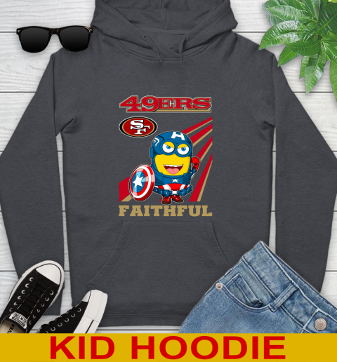 NFL Football San Francisco 49ers Captain America Marvel Avengers Minion Faithful Shirt Youth Hoodie 9