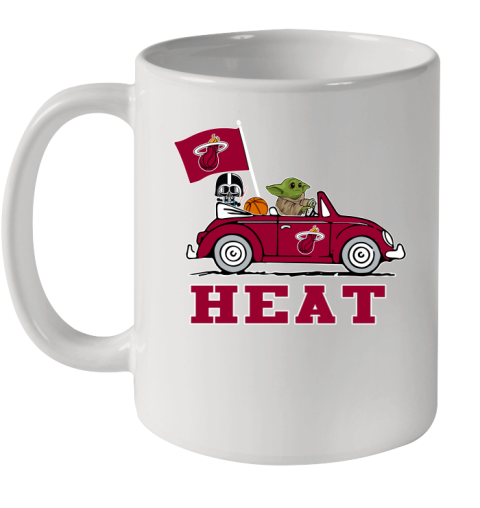 NBA Basketball Miami Heat Darth Vader Baby Yoda Driving Star Wars Shirt Ceramic Mug 11oz