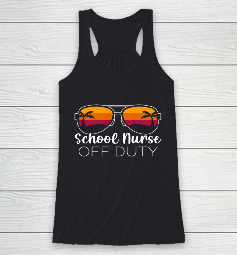 School Nurse Off Duty Sunglasses Beach Sunset Racerback Tank