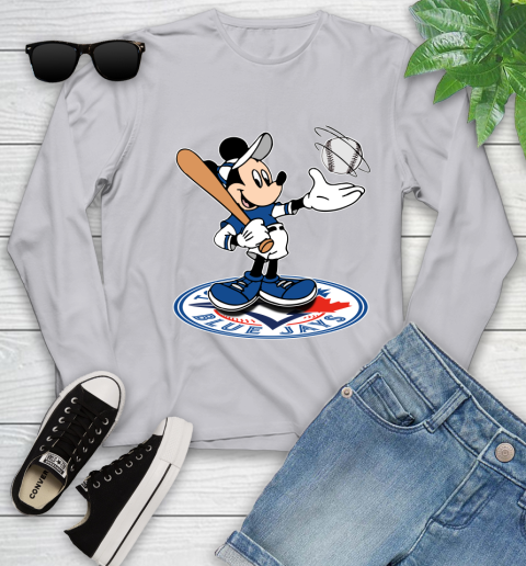 MLB Baseball Toronto Blue Jays Cheerful Mickey Disney Shirt Youth Long Sleeve 5
