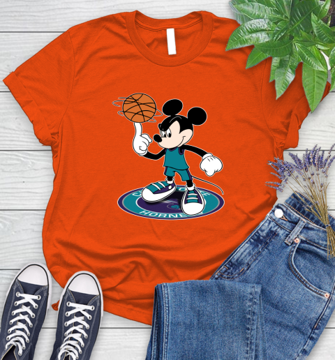 NBA Basketball Charlotte Hornets Cheerful Mickey Disney Shirt Women's T-Shirt 4