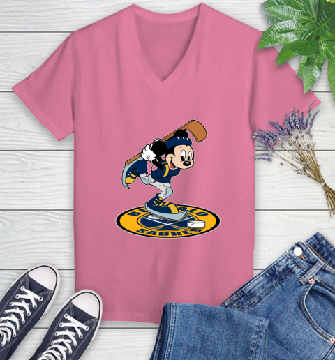 NHL Hockey Buffalo Sabres Cheerful Mickey Disney Shirt Women's V-Neck T-Shirt 11
