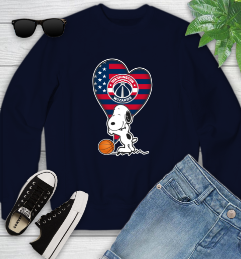 Washington Wizards NBA Basketball The Peanuts Movie Adorable Snoopy Youth Sweatshirt 3