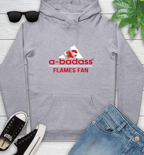 NHL A Badass Calgary Flames Fan Adidas Hockey Sports Youth Hoodie 6