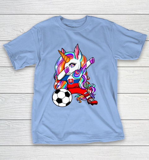 Dabbing Unicorn Slovakia Soccer Fans Jersey Slovak Football T-Shirt 23