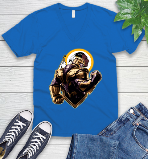 NFL Thanos Avengers Endgame Football Sports Washington Redskins V-Neck T-Shirt 6