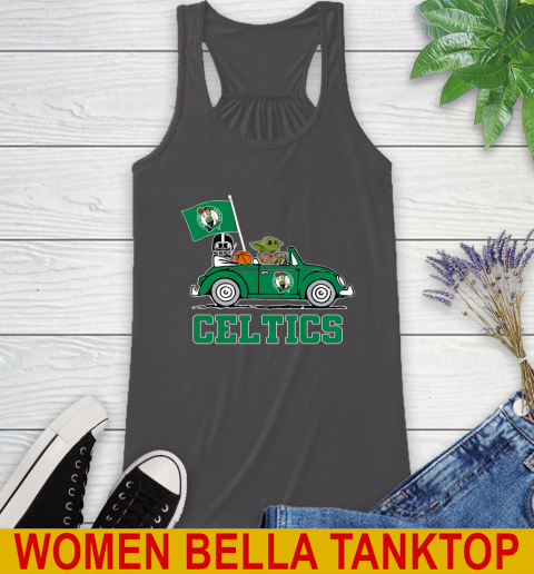 NBA Basketball Boston Celtics Darth Vader Baby Yoda Driving Star Wars Shirt Racerback Tank 12