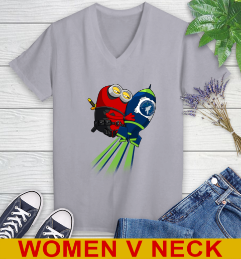 NBA Basketball Minnesota Timberwolves Deadpool Minion Marvel Shirt Women's V-Neck T-Shirt 4