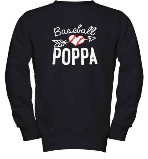 Baseball Poppa Shirt Fathers Day Youth Sweatshirt