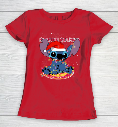 Houston Rockets NBA noel stitch Basketball Christmas Women's T-Shirt 7