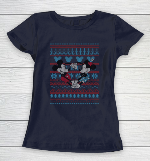 Disney Mickey And Minnie Mouse Christmas Ugly Sweater Style Women's T-Shirt 2