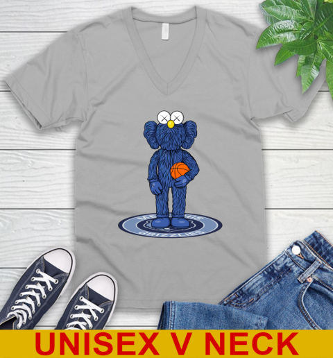 NBA Basketball Memphis Grizzlies Kaws Bff Blue Figure Shirt V-Neck T-Shirt 4