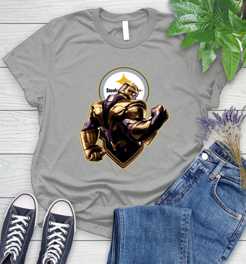 NFL Thanos Avengers Endgame Football Sports Pittsburgh Steelers Women's T-Shirt 10