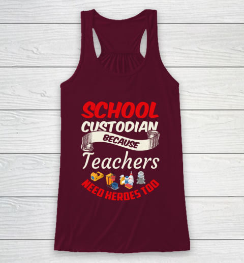 School Custodian Shirt Jokey Funny Saying Custodian Racerback Tank 2