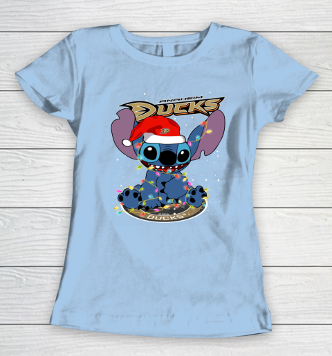 Anaheim Ducks NHL Hockey noel stitch Christmas Women's T-Shirt - Image 5