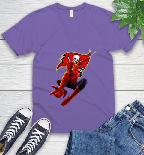 NFL Spider Man Avengers Endgame Football Tampa Bay Buccaneers V-Neck T-Shirt 9