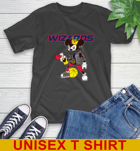 Washington Wizards NBA Basketball Mickey Peace Sign Sports T-Shirt 2