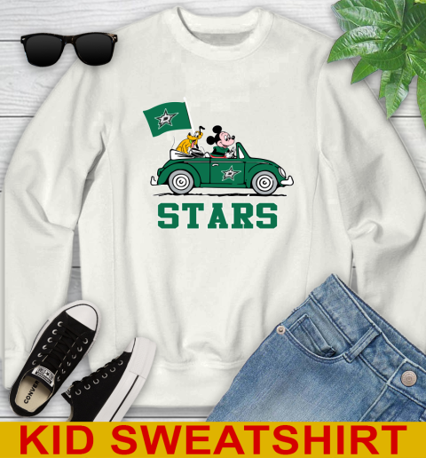 NHL Hockey Dallas Stars Pluto Mickey Driving Disney Shirt Youth Sweatshirt