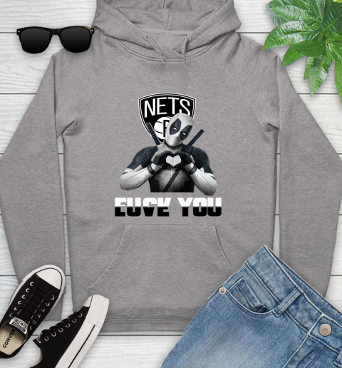 NBA Brooklyn Nets Deadpool Love You Fuck You Basketball Sports Youth Hoodie 6