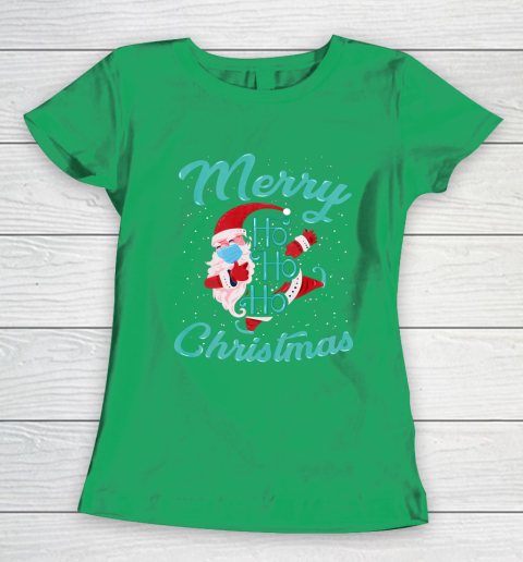 Merry Christmas Ho Ho Ho Santa Claus Wearing A Face Mask Women's T-Shirt 5