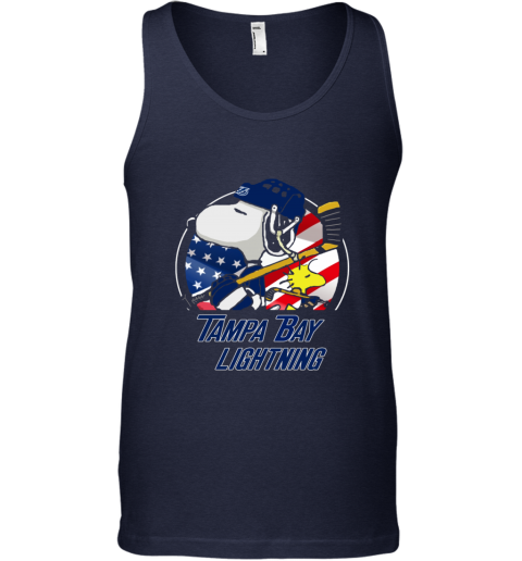 Tampa Bay lightning Snoopy And Woodstock NHL odvx tampa bay lightningsnoopy and woodstock nhl unisex tank 17 front navy
