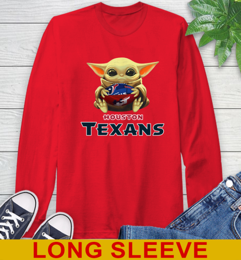 NFL Football Houston Texans Baby Yoda Star Wars Shirt Long Sleeve T-Shirt 10