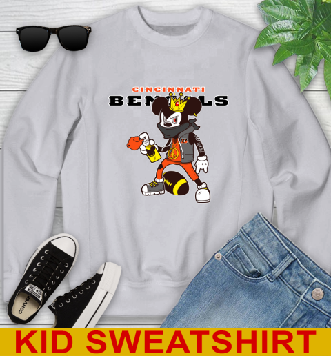 Cincinnati Bengals NFL Football Mickey Peace Sign Sports Youth Sweatshirt 4