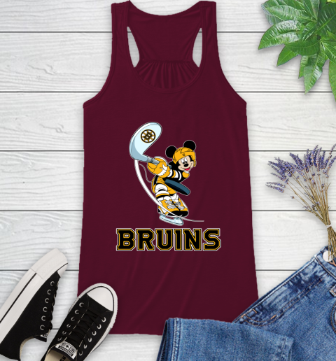 NHL Hockey Boston Bruins Cheerful Mickey Mouse Shirt Racerback Tank 3
