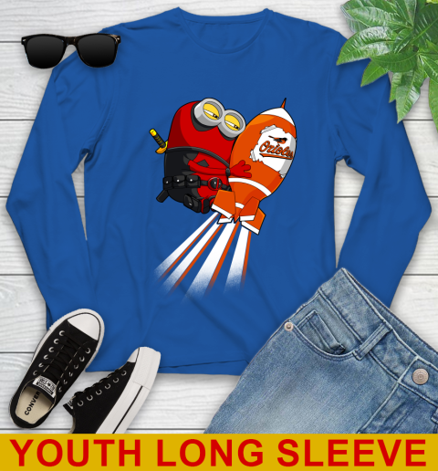 MLB Baseball Baltimore Orioles Deadpool Minion Marvel Shirt Youth Long Sleeve 10