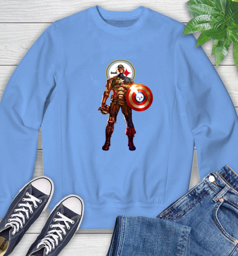 NFL Captain America Marvel Avengers Endgame Football Sports Pittsburgh Steelers Sweatshirt 11