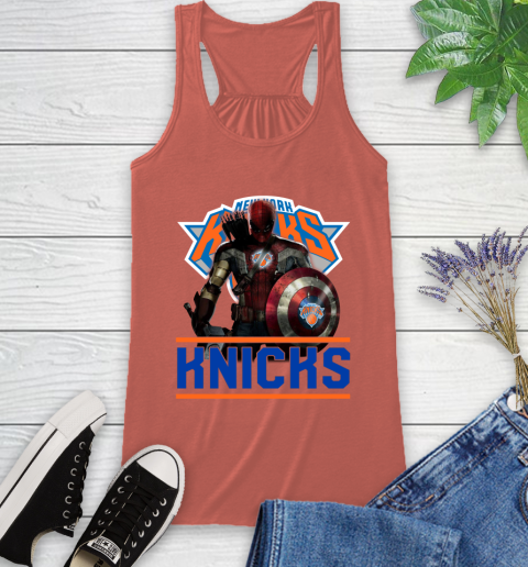 New York Knicks NBA Basketball Captain America Thor Spider Man Hawkeye Avengers Racerback Tank 4