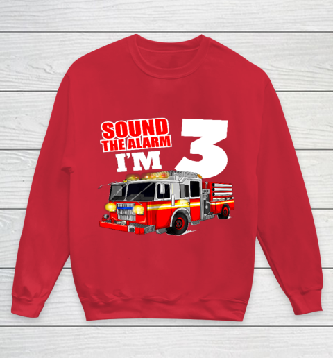 Kids Fire Truck 3rd Birthday T Shirt Boy Firefighter 3 Years Old Youth Sweatshirt 7