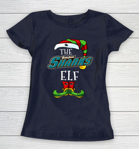San Jose Sharks Christmas ELF Funny NHL Women's T-Shirt 2