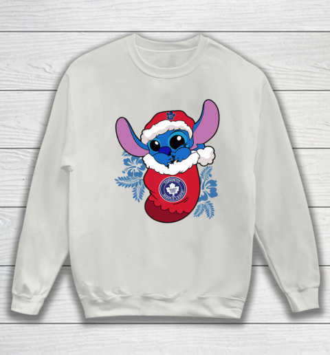 Toronto Maple Leafs Christmas Stitch In The Sock Funny Disney NHL Sweatshirt 10