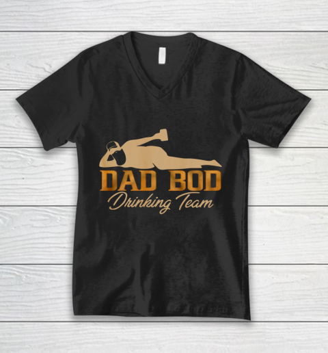 Dad Bod Drinking Team Father Beer Drinker Retro Vintage Funny V-Neck T-Shirt
