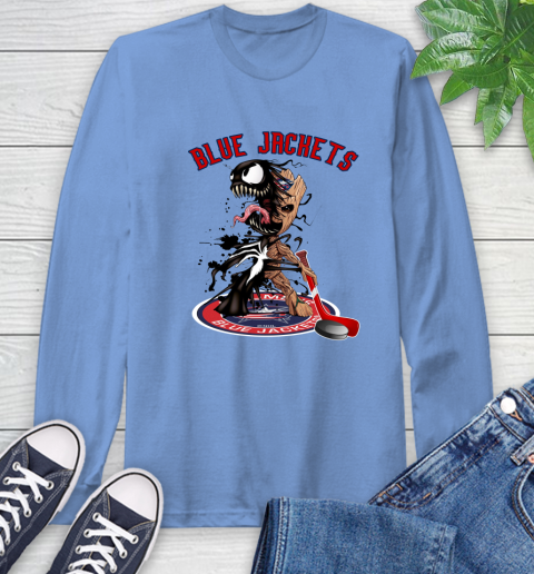 NHL Columbus Blue Jackets Hockey Venom Groot Guardians Of The Galaxy Long Sleeve T-Shirt 11