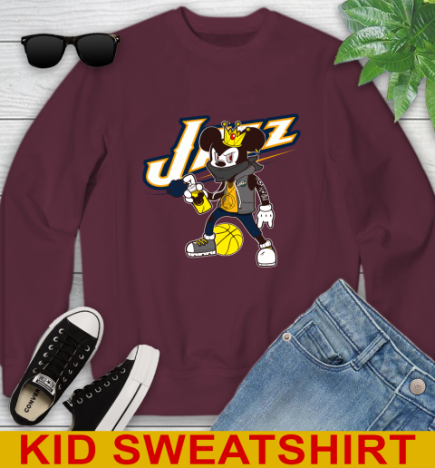 Utah Jazz NBA Basketball Mickey Peace Sign Sports Youth Sweatshirt 5