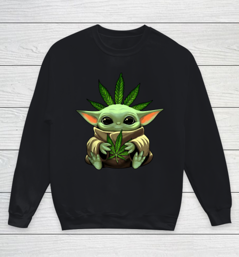 Baby Yoda Hug Marijuana Canabis Youth Sweatshirt