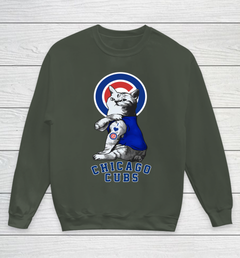 MLB Baseball My Cat Loves Chicago Cubs Youth Sweatshirt Tee For Sports